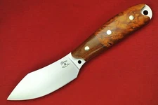 Busse Custom HOG MUK .165" Flat Ground Satin Blade, G-rexed Buckeye Burl Handle
