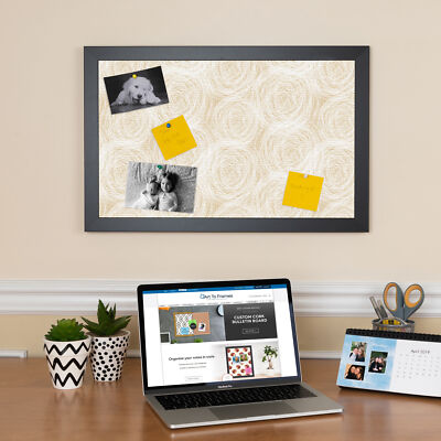 ArtToFrames Custom Cork Bulletin Board Abstracts Framed in Satin Black
