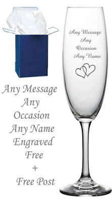 Personalised Engraved Champagne Flute Wedding, birthday 50th 60th 65th 70th Gift