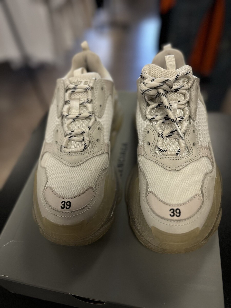 Size 9US/39EU Balenciaga Triple S White Clear Sole Women's
