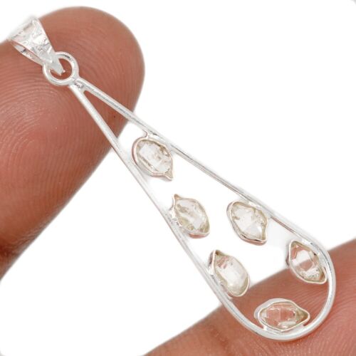 Natural Herkimer Diamond - USA 925 Sterling Silver Pendant Jewelry CP68886