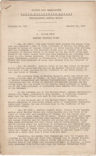 Group of 8 Seventh Army HQ Radio Monitoring Report Psychological Warfare, REAL - Picture 2 of 12