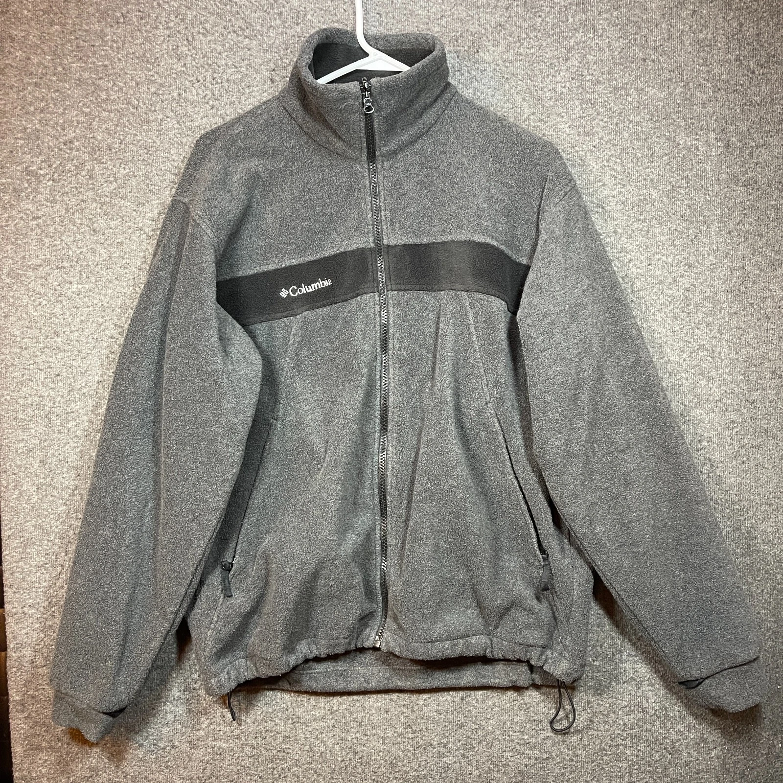COLUMBIA Core Fleece Jacket Adult Medium Gray Black Zip Up Pockets Outdoor Mens.