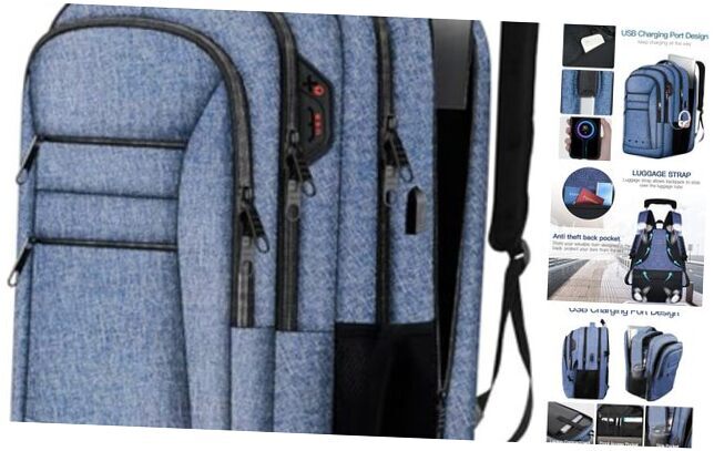 17-Inch Laptop Travel Backpack for Men – Spacious Upgraded Carryall in Blue  -image