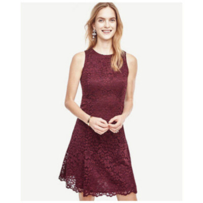 Elegant Ann Taylor Lace Flare Dress Sleeveless Red Wine Cocktail Party 4 6 16 | eBay Elegant Ann Taylor Lace Flare Dress Sleeveless Red Wine Cocktail Party 4 6 16 | eBay
