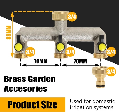 Gardena Distributore Acqua 3 Vie Rubinetto Distributore 3/4" Tubo Ottone Valvola - Foto 3 di 16