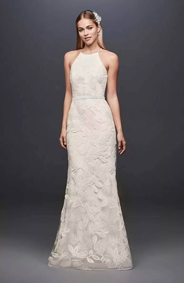 David's bridal lace hotsell halter wedding dress