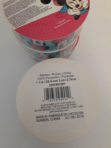 5 Spools Disney Minnie Mouse Printed Grosgrain Ribbon 1" 3yds Polka Dot Accent - Picture 3 of 3