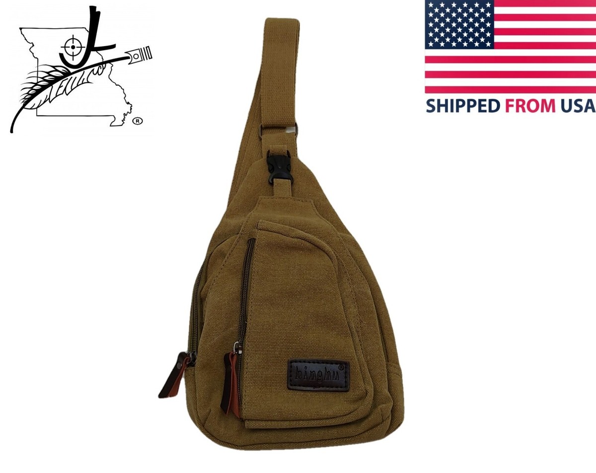 Small Canvas Sling Bag Cross Body Pouch Men Women Adjustable 
