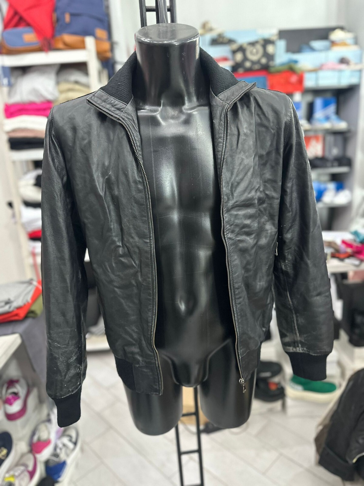 Smile Leather Jacket Men Size XL Black LLV1003