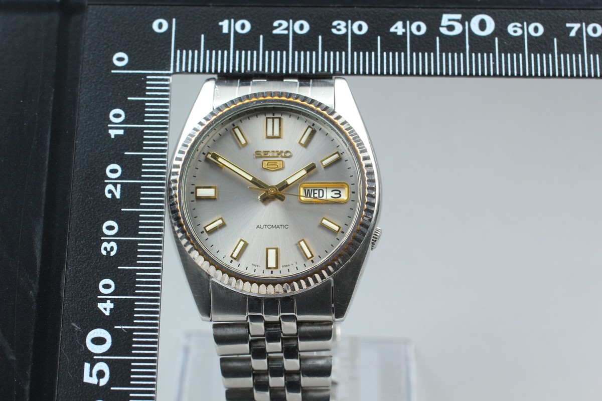 精工舎　EXCELLENT シルバー ポケットウォッチ Exc+4] SEIKO 5 7S26-0500 SNXJ9 Silver Day Date Automatic