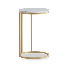 Roseland Furniture Pimlico White Marble Round C Side Table RRP £200