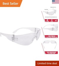 Clear Safety Glasses, Scratch-Resistant, Wraparound, One Size