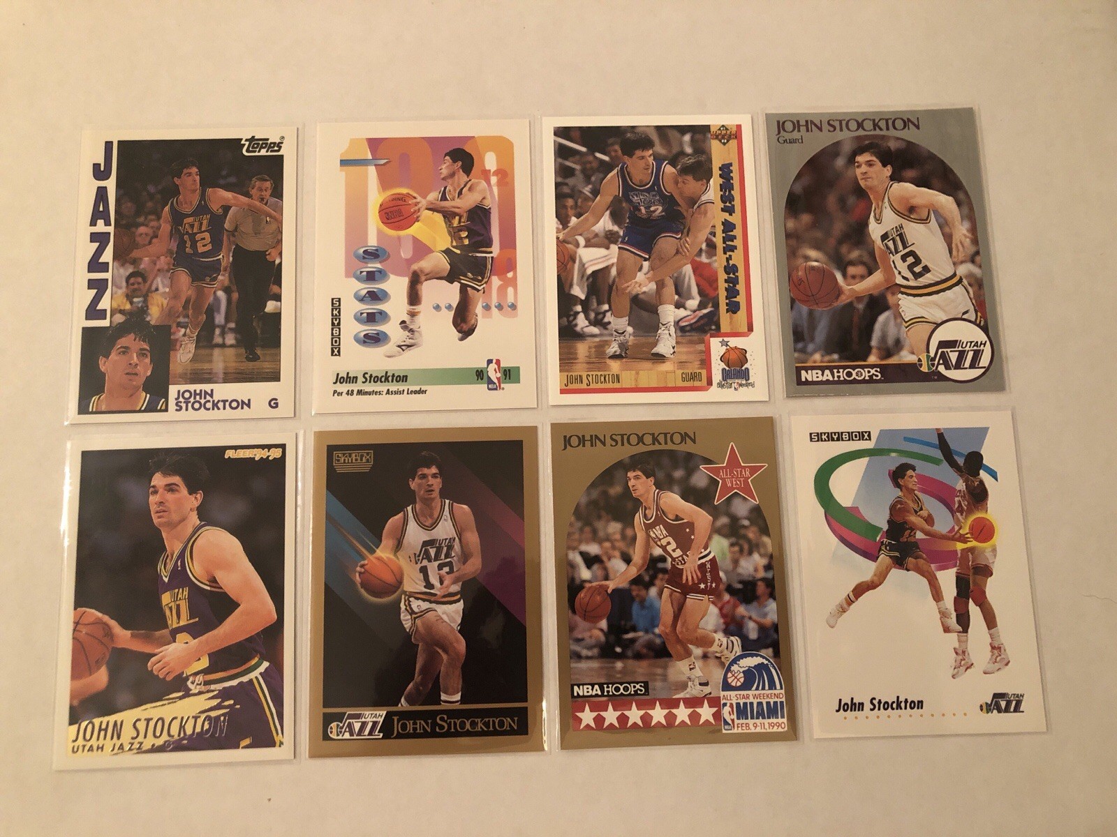 Lot of 8 John Stockton Utah Jazz Basketball NBA Cards