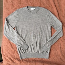 Les Deux 159 Greyson Merino Wool Crew Knit Sweater Men  s Large Taupe Copenhagen