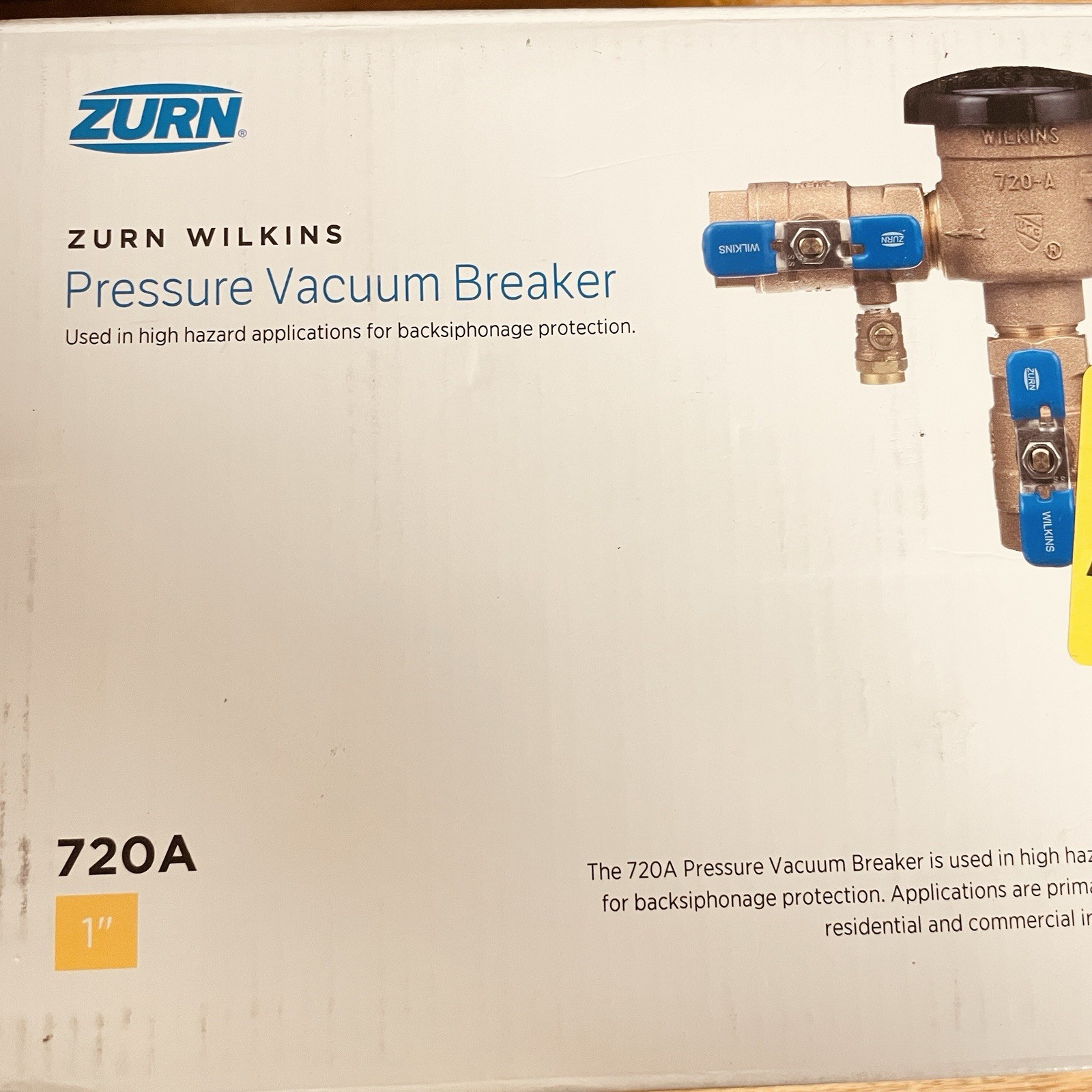 Zurn Wilkins 1-720A 1" 720A Pressure Vacuum Breaker Assembly