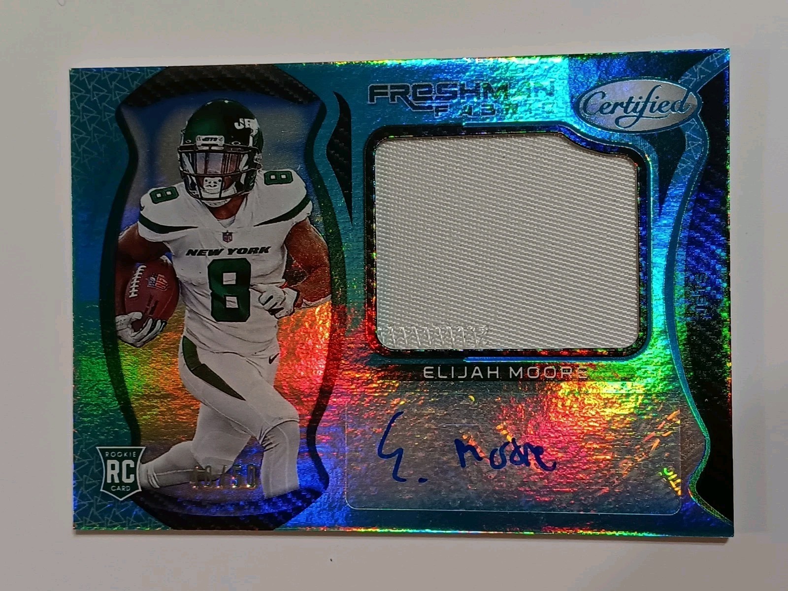 Elijah Moore Panini Certified #216 Signature Jersey-Mirror Teal