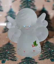 Mosser Glass Collectible Frosted Crystal Glass Angel Hand Painted 2" Tall