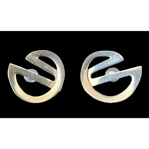 Erika Hult de Corral Ric Taxco Mexico Sterling Silver Abstract Modern Earrings
