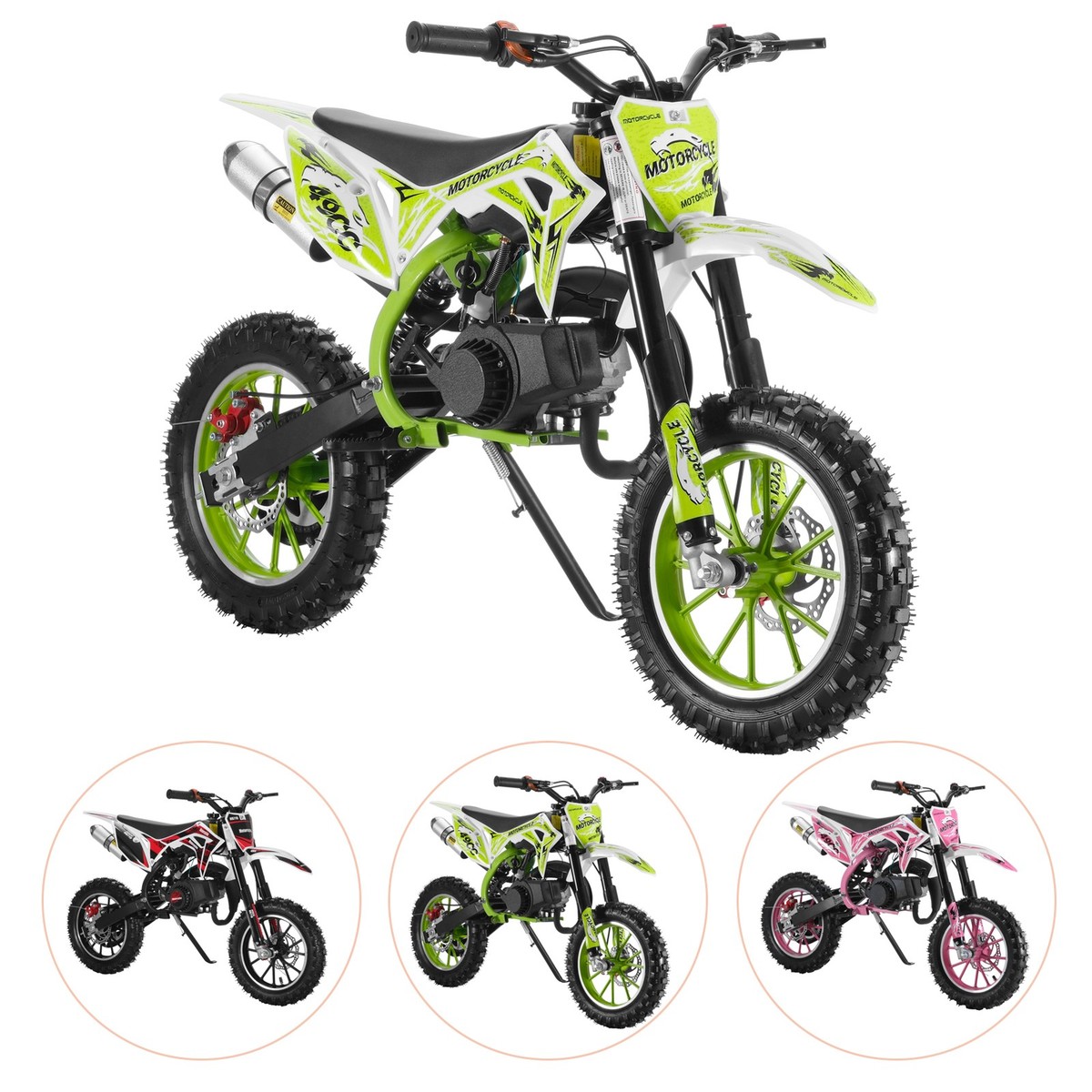 49cc Mini Dirt Bike,2 Stroke Kids Motorcycle w/Front Rear Disc