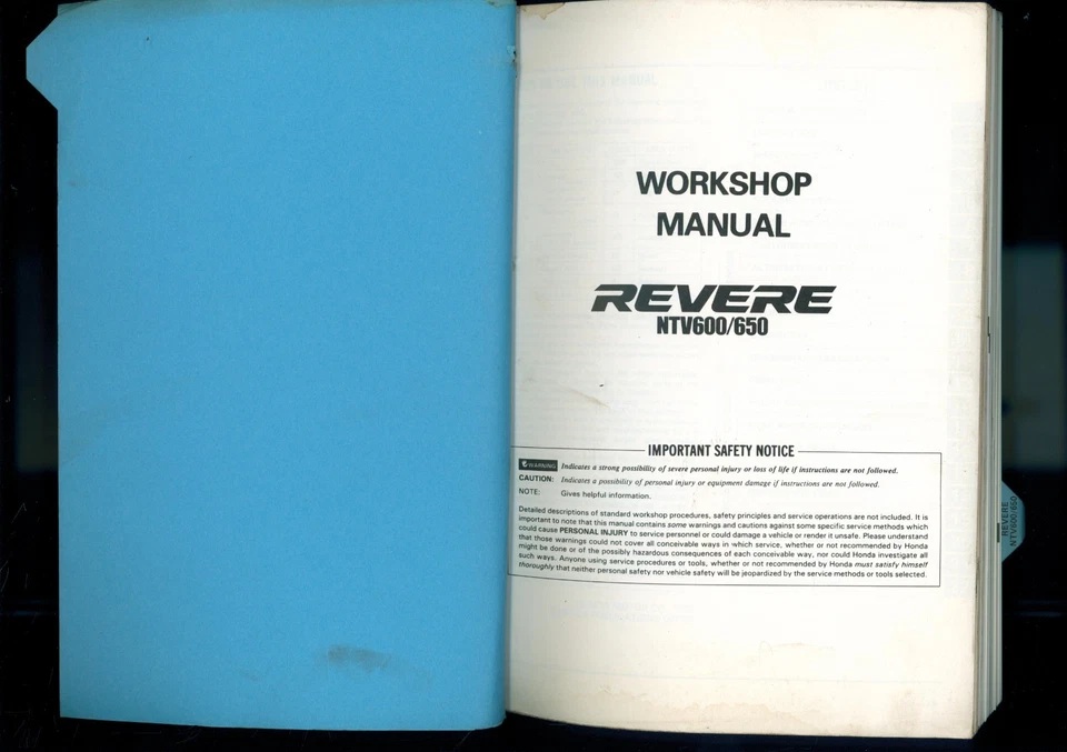 Honda NTV 650 600 Revere (88-97) PC22 RC33 manual de servicio y reparación de fábrica FW87 Foto 3 de 4