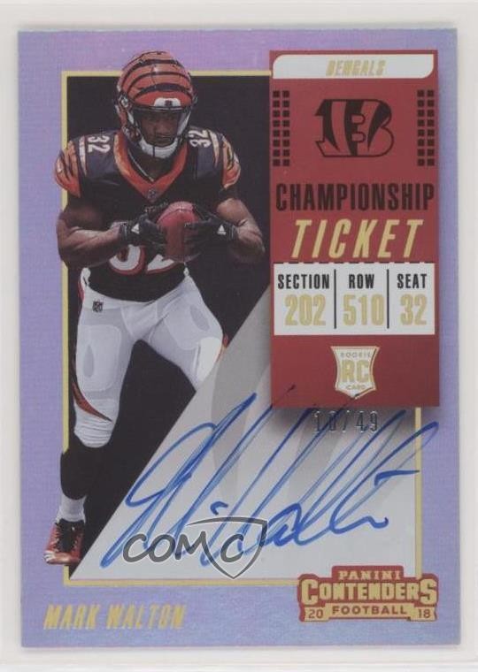 Mark Walton Panini Contenders #131 Autograph Championship Ticket