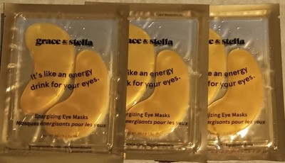 grace & stella Energizing Eye Masks Gold Vegan Under Eye Fatigue Relief 3 Pairs