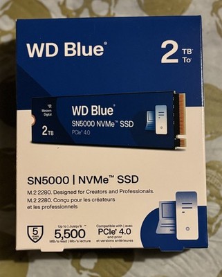 WD Blue SN5000 2TB NVMe PCIe Gen 4.0 M.2 2280 Internal SSD WDBS3F0020BNC New