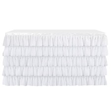 White Tulle Ruffled Table Skirt Decoration For