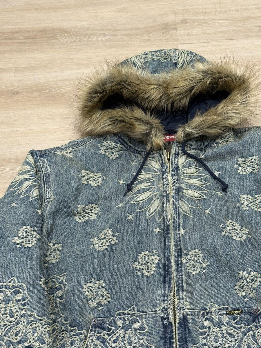 Supreme Bandana Jacquard Denim Hooded Work Jacket | eBay