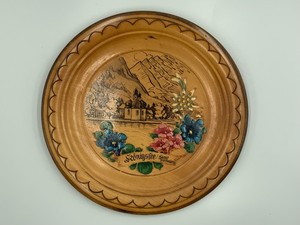 Vintage KONIGSEE Hand Painted Wooden German Plate 1950’s 10” diameter