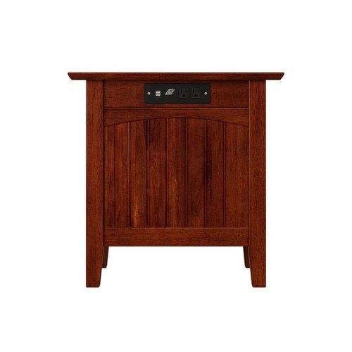 AFI Nantucket 14 in. Wide Walnut Brown Rectangle Solid Hardwood Side Table with - Picture 2 of 8
