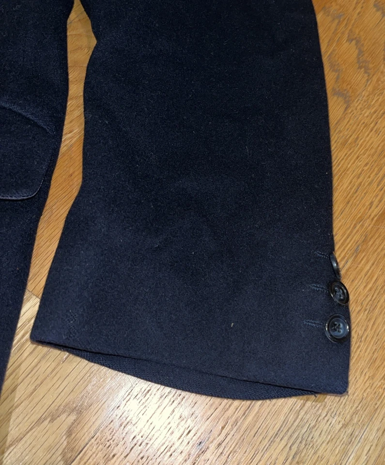 Yves Saint-Laurent Mens Cashmere Blend Double Breasted Coat Navy Blue Size 52 - Image 3 of 4