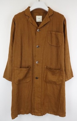 MANGO Blazer Women's SMALL Brown 100% Linen Duster Coat Long Sleeve Button Front