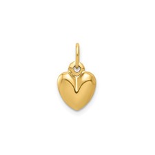 14k Yellow Gold Heart Pendant Charm for Women Polished Minimalist Necklace
