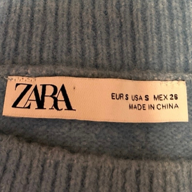 Zara Women Blue Wool Crew Neck Oversized Long Sleeve Pullover Sweater Top Size S thumbnail 4