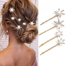 Star Hair Clips Gold Rhinestone Hair Pins Celestial Hair Accessories for Wome...