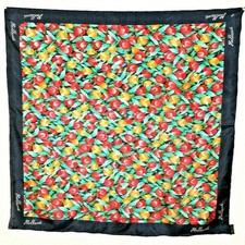 Vtg 70s Holland E.H. Women's Scarf Multicolor Tulips Pure Soie Silk Size-28x29 "