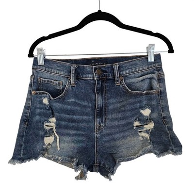 Aeropostale Aero Cheeky Denim Jean Cut Off Shorts Distressed Frayed Blue Size 10
