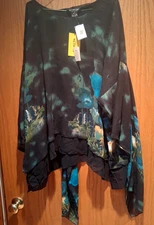Citron Santa Monica 100% silk tunic size 1X with scarf