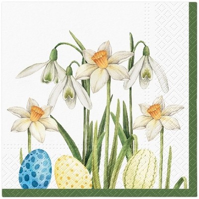 20 Servietten Easter Garden Narzissen Ostereier Ostern Blumen Garten 33x33cm
