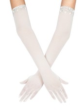 XXDingbs Women's Long Sheer Gloves Beaded Tulle Mesh Gloves for Opera Wedding...