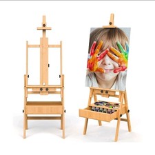 Large Wood H-Frame Easel with Storage Drawer, Foldable Art Painting Easel for...