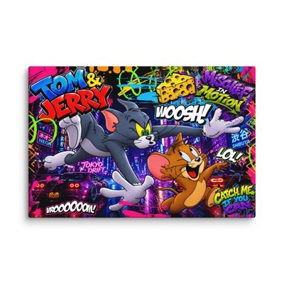 Tokyo Drift Classic Toon Neon Graffiti Art Stretched Canvas 