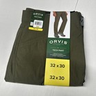Orvis Mens Tech Pants Olive Green 32x30 Water-Resistant Stretch Fabric Cargo