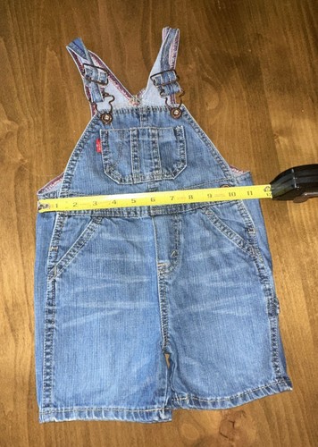 Levi's Toddler Baby Sz 18 Months Medium Wash Denim Overalls Shorts 100% Cotton - Picture 8 of 9