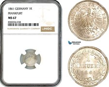 AL147, Germany, Frankfurt, 1 Kreuzer 1861, Billon, NGC MS67, Top Pop!