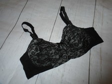 40B Black Lace Bombshell Vintage 1950's Women's VASSARETTE Wireless Bra 4063 40B