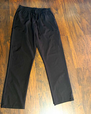 4FLEX Black Scrub Pants L Drawstring Elastic Waist Solid Knit Polyester Unisex
