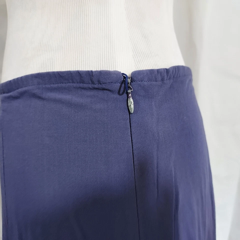 Falda midi Eileen Fisher talla XS mezcla de lana viscosa elástica fluida púrpura Foto 4 de 4